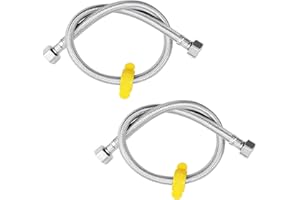 LEADAHEAD Pack of 2 Flexible Pipes Stainless Steel Braided Hose 1/2" x 1/2" BSP Fitting 60cm Long Flexible Hose Pipes Tail DIY Repalcement for Bathroom/Kitchen/Boiler Toilet