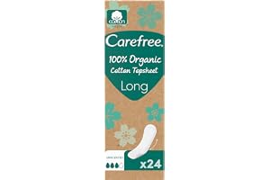 Carefree Organic Cotton Liners Fragrance-Free Breathable Long Size 24 Pack