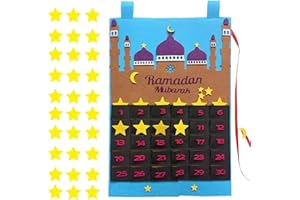 ‎BOOAEE Ramadan Kalender, 30 Tage Filz Ramadan Kalender Kinder Eid Mubarak Countdown Kalender,Ramadankalender 2024 mit Taschen,Ramadan Mubarak Adventskalender für Ramadan Dekoration Eid Geschenke Partyzubehör