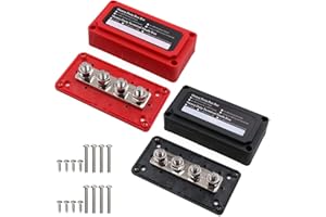 T Tocas 300 Amp Sammelschiene Kasten Bus Bar 12V - 48V DC mit 4 x M10 Bolzen Anschlussblöcke Robustes Moduldesign Stromverteilerblock Sammelschienen, 2er Pack