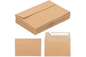 WY LIGHTING LEVEL 50 Pack Kraft Envelopes A4 Brown Envelopes Kraft Paper Invitation Envelopes Postcard Envelopes Self Seal Envelopes for Wedding, Birthday Party, Gift Cards, Photos, Greeting Cards