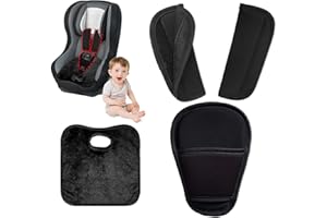 Katslyn 3 PCS Pram Strap Pads, Car Seat Strap Pads, Universal Seatbelt Covers Kids with Child Seat Pad and 2 Reflective Stickers for the Doors Compatible with Most Car Seats Strollers Baby Carriers