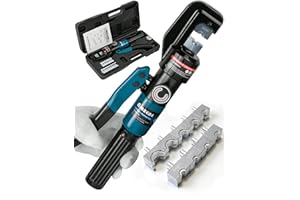 AMZCNC Strumento di crimpatura idraulica manuale da 4 mm² a 70 mm² per terminali per cavi, strumento di crimpatura idraulica con 9 paia di stampi per utensili per stampaggio filo