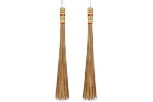 AW BROOMS 2er-Set robuster Outdoor-Besen aus echten Kokosblättern – 81 cm lang, für verschiedene Oberflächen geeignet, asiatischer Besen im Landhausstil, strapazierfähig und natürlich (Thai Kokosblatt-Besen)