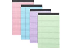 DEFRESIT 4 Packs A4 Legal Pad, Note Pads, 50 Sheets Ruled Refill Pad, A4 Lined Paper, Double-Sided Printing Writing Paper, Writing Notepads for School, Home, Office, 21.4 x 29.6cm/8.5 x 11.7in, Colorful