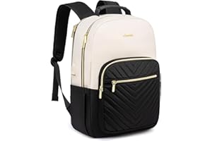 ‎LOVEVOOK LOVEVOOK Rucksack Damen, 17 Zoll Laptop Schulrucksack Mädchen Teenager mit Laptopfach Schultasche Backpack Rucksäcke Wasserdicht für Schule Reise Uni Business, Beige Schwarz