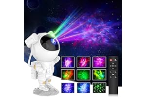 Bomkim Astronautes Projecteur LED Motif galaxie Ciel étoilé Veilleuse，Projecteur Ciel Etoile avec télécommande Galaxy Projector Plafond,pour Décoration des Chambres,Cadeaux Enfants,et Adultes