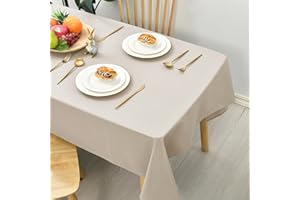 Hiasan Glatt Tischdecke Fleckenabweisend Tischtuch mit Lotuseffekt Leicht Wasserabweisend Tischwäsche, Beige, 140x200cm