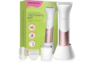 ‎PRITECH Rasierer Damen Intimbereich Elektrisch für Frauen, 2-in-1 Damenrasierer für Beine, Arme, Achseln & Bikinizone Wiederaufladbarer Ladyshaver mit Reisesperre (Weiß)
