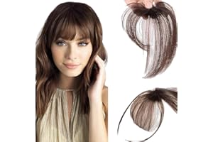 FFWTPY Frangia Clip Capelli Veri Frangetta Naturale Topper Frontale Ciuffo Capelli Lisci Estensioni Integrazione Volume