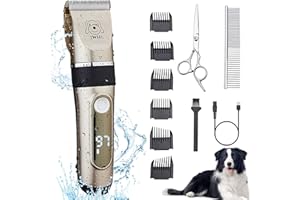 IWEEL Dog Clippers, 2-Speed Professional Rechargeable Cordless Cat Shaver and Low Noise Water Proof Electric Dog Trimmer Pet Grooming Kit Animal Hair Clippers Tool with Scissors Combs