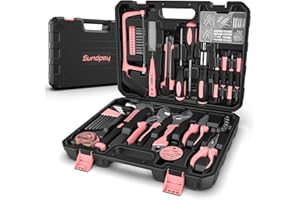 Malette à Outils 148 Pièces Boîte Outils Complète - Kits d’Outils Portable Caisse Outils Sundpey inclu Kit Tournevis Mini Scie Pinces Maintenance Quotidienne Idéale Pour Maison ou Garage Rose