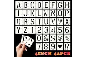 DNGH Stencil Lettere Alfabeto Grandi Plastica Letter e Numeri de Stencils Riutilizzabili per Muro Scritte Pittura Decorazione Artigianale Disegnare la Vernice Spray (4 Pollici)