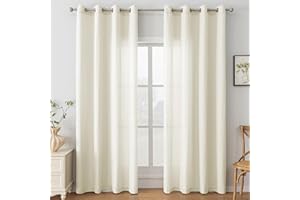 Ystyle Tende per Interni 2 Pezzi 140x300 CM, Tende Camera da Letto Soggiorno, Tende Moderne per Salotto Casa Finestra, Tenda Trasparenti Voile Semi Eleganti con Anelli, Beige
