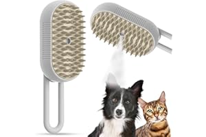 Atuoxing Cepillo de Vapor Para Gatos, Cepillo Vapor para Perro 3 en 1, Cepillo de Vapor Multifuncional para Gatos de Pelo Largo o Corto para Perros (Blanco)