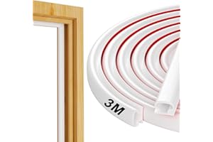 Symyda Guarnizione Adesiva,300 CM Profili in Gomma D-Tipo Guarnizioni per Porta,Autoadesivo Guarnizioni per Finestre,Per Spazi tra i telai delle porte e Antivento mpermeabile Insonorizzazione(Bianco）