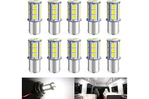 DEFVNSY (10 st) - 6000K vit 1156 1003 BA15S 1141 7506 5050 18-SMD LED utbyteslampor för 12 V RV bil, husbil, släpvagn, båt, i