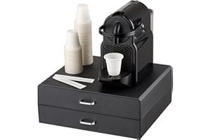 Baroni Home Cassetto porta cialde caffè, Organizer Universale per 30 capsule, scomparto per accessori e tè, Compatto in Plastica Resistente, 2 Cassetti, 34x13x34 cm, Nero