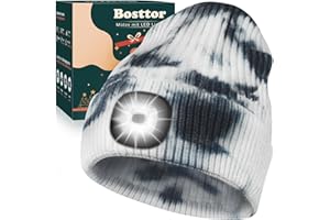 Bosttor Mütze Mit LED Licht, LED Beanie, Beleuchtete Mütze, Unisex Winter Warm Stirnlampe Mütze, Beanie Hut Weihnachten Geschenk für Männer Frauen Papa Weihnachten Laufen Wandern Camping