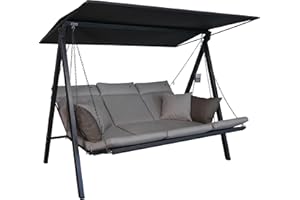 ANGERER FREIZEITMÖBEL GMBH Angerer Hollywoodschaukel Lounge Smart – Schaukel zum Sitzen, Liegen & Entspannen, inkl. Bett-Funktion, einfache Montage, Made in Germany, hochwertiger Stoff, Beige