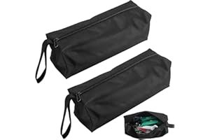 OWNKIM Set di 2 Borsa Porta Attrezzi, Piccola e Portatile, in Poliestere 600D, Multifunzionale con Cerniera per Giardinaggio, Lavoro Esterno e Riporre Oggetti d'Arte (Colori Assortiti) (nero)