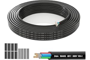 SCHDRA 18AWG Quad Core Cable | 4×0.75mm² Tinned Copper Wire 26.25FT/8 Metres | 12V/24V/240V/300V Low Voltage Flexible PVC for LED Strips, Automotive Wiring & Marine Applications
