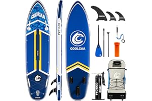 ‎COOLCAA COOLCAA Stand Up Paddling Board, Tragfähigkeit Bis 210KG, Stand Up Paddle Board mit Paddel, Rucksack, Pumpe und Weiterem Zubehör, SUP Board für Jugen und Erwachsene