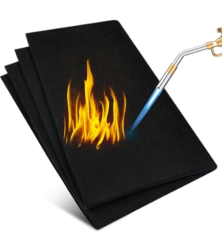 Tapis Anti-Feu Ignifuge 80x50 Cm - Fibre De Verre Et Silicone, Résiste à 1000°C - Pour Cheminée, Poêle, Barbecue, Camping