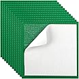 ZEAYEA 12 Pack Peel and Stick Baseplates, 10" x 10" Self Adhesive Building Base, Compatible with All Major Brands Baseplate, Building Brick Plates for Activity Tables, Walls, Green