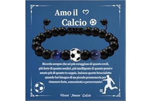 CheersLife Regali Ragazzi Braccialetto da Calcio per Ragazzi Bambini Uomo Regali per Lui Regalo Compleanno Natale Idee Regalo per Figlio Nipote Amico Fratello Bracciale in Pietra Naturale Regolabile