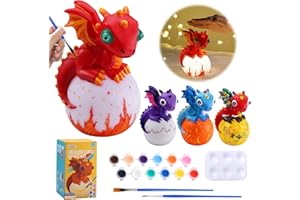 JMMICO Paint Your Own Dragon Lamp Craft Kit, Painting Kits for Kids Ages 4-8, DIY Dragon Craft Night Light with 12 Colors Paint, Arts and Crafts for Kids Ages 6-14,Pat-pat Drawing Toys Birthday Gift
