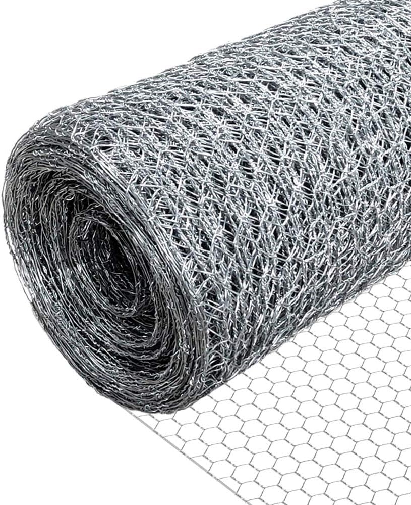 VOUNOT® Grillage a Poule renforcée 1x25m Maille 13mm Hexagonal Triple Torsion Clôture Résistant Poulailler Jardin Grillage pour Élevage Volaille