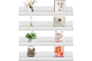 Gucass 4 Pezzi Mensole da Muro Senza Foratura in Acrilico, 30cm Mensole Bianche da Parete, Mensola Adesiva Floating Shelves Senza Foratura, per Cameretta, Bagno, Cucina, Salotto, Camera, Studio