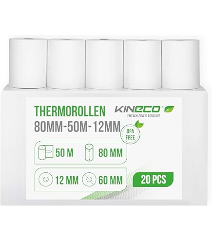 50 Stück Thermo Rollen - 80mm x 80m x 12mm zu PI Drucker | Kaufen auf