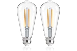 FLSNT Zewnętrzny czujnik światła od zmierzchu do świtu, zastępuje żarówki 60 W, 7 W ST64 E27 LED Vintage, automatyczne włączanie/wyłączanie, 2700 K ciepła biel 806 lm, bezpieczne żarówki do garażu, na