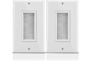 Fosmon 1-Gang (2-Pack) Brush Style Opening Passthrough Bajo Voltaje Low Voltage Cable Plate In-Wall Instalación para Altavoz Alambre Speaker Wires, Coaxial Cables, HDMI Cables, o Network/Phone Cables