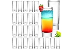 SUPROBARWARE Set regalo: set di bicchieri da tiro, 56,7 g/60 ml, in vetro alto, set di 24 bicchieri trasparenti con base pesante, rotondi da roccia, riutilizzabili per vodka cocktail