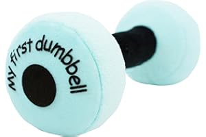 Lullaberry My First Dumbbell - Plush Baby Rattle Toy - Safe Soft Barbell Workout Toy for Infants Boys and Girls - Blue