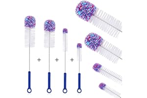 O-Kinee Qualitative Flaschenbürste, 4er Set Flaschen Reinigungsbürste, Rückstandslose, Innovativer Baumwollkopf für kratzfreie Reinigung, Reinigungsbürste geeignet für alle Flaschen