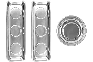 VZU 3 Stück Magnetische Werkzeugschalen, Rund Magnetische Schale, Rechteck Magnetschale, Extra Starker Magnet, Edelstahl Magnetschale, von Werkzeug, Schrauben, Bohrer und Nägel