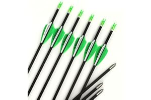 Diamètre Intérieur 4.2mm .165" Longueur Personnalisée Flèche Carbone 22-32 Pouces Spine 1300 pour Entraînement Chasse avec Encoche Rotative pour Arc à Poulies et Arc Classique Adulte Jeunesse 12pcs