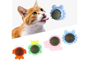 contailKY 4 PCS Palline di Erba Gatta Catnip Ball, Rotante Palla Erba Gatta, Interattivo Giocattoli all'erba per Gatto Leccate Commestibili da Masticare Pulizia Denti