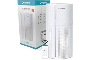 SUPERIA MILANO Superia Sanò Purificatore d'aria con Sanificatore UVC, Smart Alexa & Google con APP Filtro HEPA 4 Stadi, Rimozione Odore, Polline, Polveri per Casa, Ufficio colore Bianco