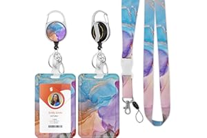 BOUTILON ID Badge Holder mit Lanyard, einziehbare ID Badge Card Holders Abnehmbare Hals Lanyard Strap mit Badge Reel und vertikale ID-Halter für Krankenschwester Studenten (Marble 4)