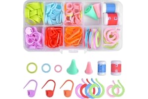 WANGJIANGDA Accessoires de Tricot 144 pièces Marqueur Tricot Kit avec Anneau Marqueur Tricot Anneau Fendu Marqueurs Couture de Base Outils de Tricotage Kit Crochet Tricot pour Debutant