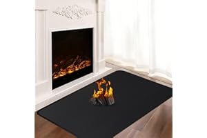 KHONGOO Tapis de foyer pour cheminées, 100 x 60 x 0,1 cm, tapis ignifuge pour poêle à bois, cheminée, intérieur et extérieur, protège les sols et les tapis contre les étincelles, noir