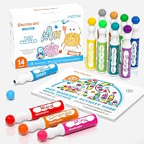 Ohuhu Marqueurs lavables pour enfants, 12 couleurs vives avec tampons | À base d'eau non toxiques | Prise en main facile pour les tout-petits et les enfants à partir de 3 ans