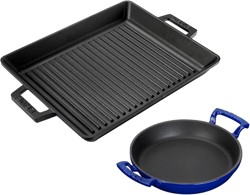 LAVA Döküm Izgara Tava 26x32 & 20 cm Sahan Set - Gerçek Izgara Lezzeti Evde