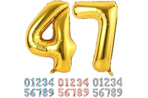 Ponmoo Foil Globo Número 47 74 Dorado, Gigante Numeros 0 1 2 3 4 5 6 7 8 9 10-19 20-29 30-39 40-49 50-60-70-80-90-100, Grande Globos para La Boda Aniversario, Globo de Cumpleaños Fiesta Decoración