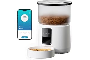 BEMOONY Comedero Gato Automatico - 5G/2.4G WiFi Dispensador Comida Gatos - Comedero Automatico Gato Conectar App - Alimentación a Distancia - 1-10 Comidas al Día - 10s Voz - Doble Alimentación - 3L Blanco